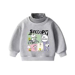 Snoopy Children's Sweatshirt Boys Winter Tops Baby Plus Fleece Clothes Infants And Toddlers Warm Children's Clothing New Winter Clothing