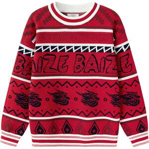 
Balabala boys' sweaters, medium and large children's red New Year's greeting clothes, spring and autumn new children's clothing, children's sweaters thick