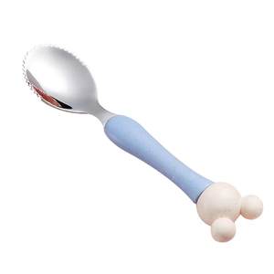 
304 stainless steel baby mud scraping spoon baby double-headed supplementary fruit mud artifact digging apple mud spoon multi-function
