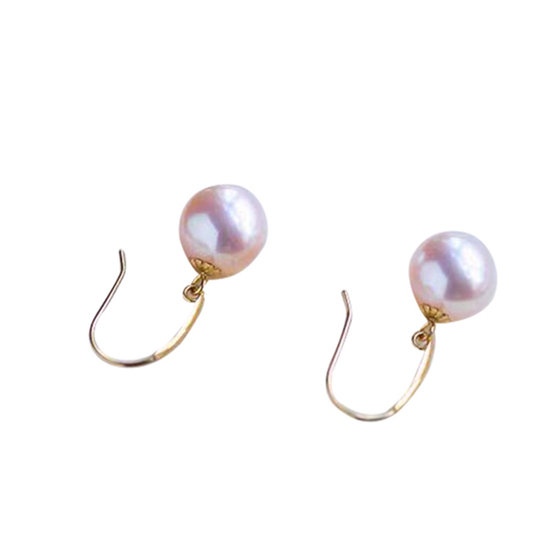 
Natural freshwater pearl ear hook 18k gold strong light comparable to seawater akoya earrings genuine free shipping