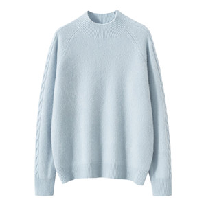 Half -high 100 -neck 100 pure cashmere sweater, thick skin sweater, autumn and winter new rotten cuff knitted knitted loose bottoming
