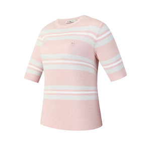 
He Muni's same style FILA official striped sweater knitted sweater for women summer new golf sports sweater