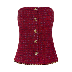 Middletone | Party Daughter~heavy Weight Wool Woven Tweed Red Small Fragrant Style Tube Top