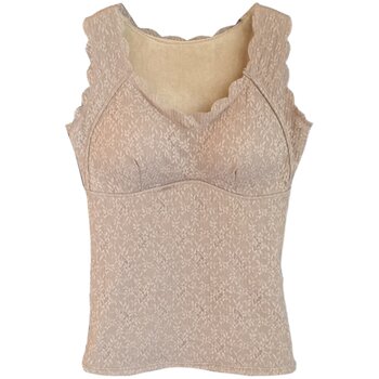 
Autumn and winter 2025 new warm vest for women with velvet and thickened lace suspenders with inner bottoming shirt and chest pad top