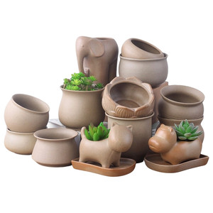 Rough pottery original soil firing non -glazed succulent plant ceramic flower pot simple creative potted green plantation thumb set combination