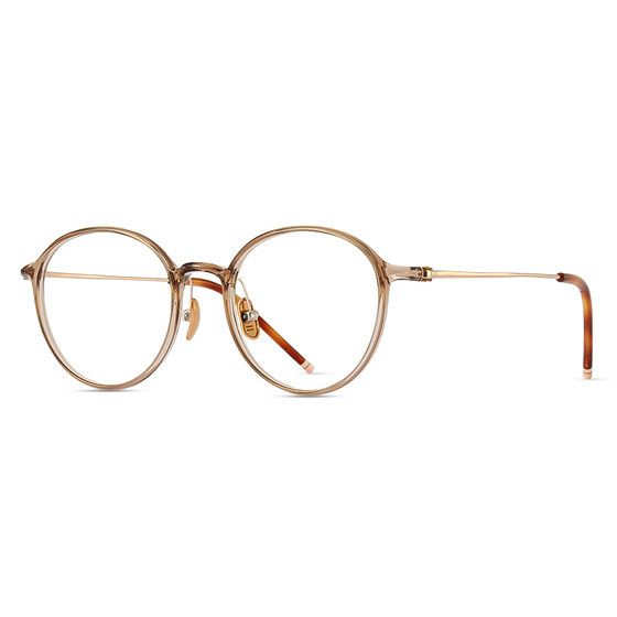 
Leshen Korean pure titanium ultra-light glasses frame women's non-face small round frame cold brown color can match myopia height