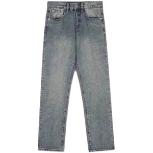 
High street vibe American retro washed distressed casual jeans men's street straight drape loose versatile pants