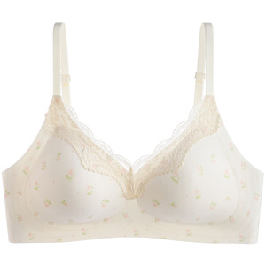 
Lace-edged French bra for women to push up small breasts and make them look bigger. Seamless soft support to close breasts and prevent sagging. Girls' bra.