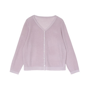 
Ice silk drape V-neck colorful texture loose and versatile thin knitted flesh-covering sun protection cardigan for women Annie Forest