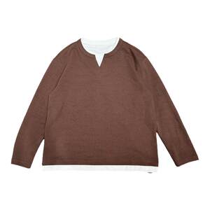 
JIDERE light luxury simple fake two-piece long-sleeved T-shirt men's spring V-round neck lazy style casual versatile bottoming top