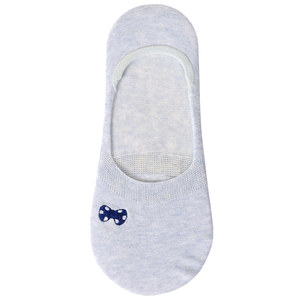 
5 pairs of small fresh invisible socks, pure cotton shallow mouth silicone anti-slip anti-detached women's socks embroidered bow boat socks for women