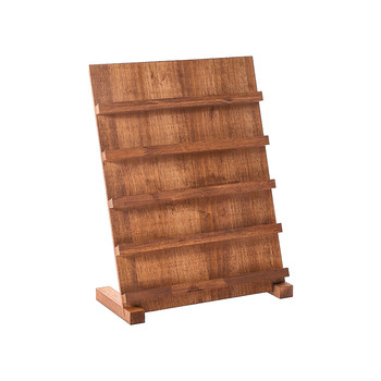 Walnut color display stand multi-layer paper jam work display board nail art live display stand integrated step wooden stand