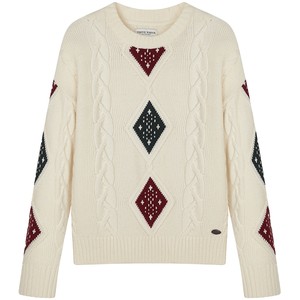 
TeenieWeenie Bear Women's Simple Style Winter Clothing College Style Retro Cable Sweater Contrast Color Wool Knitted Sweater