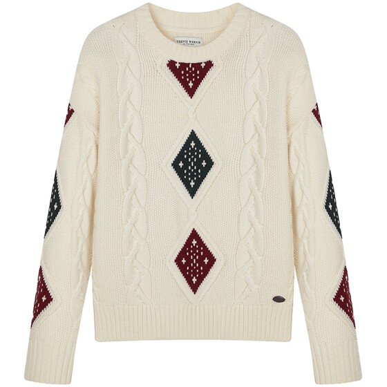 
TeenieWeenie Bear Women's Simple Style Winter Clothing College Style Retro Cable Sweater Contrast Color Wool Knitted Sweater