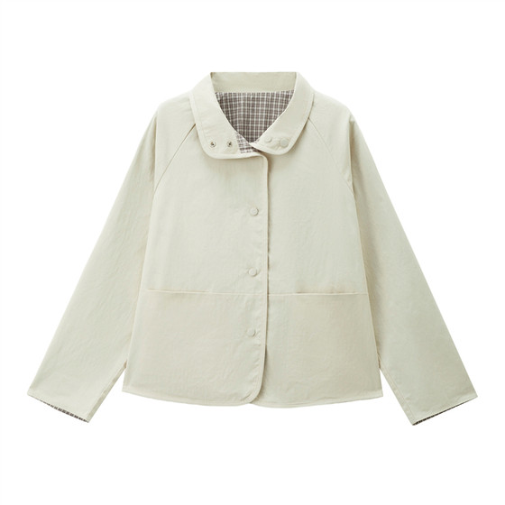 
Designer Giordano Jacket Women's Spring New Reversible Plaid Loose Lapel Jacket 18375813