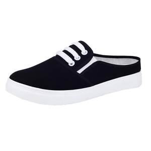 
2026 summer half-mug canvas white shoes for women, students, heelless outer wear, toe-toe lazy shoes, maternity sandals and slippers