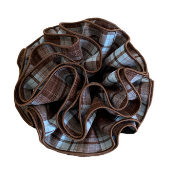 
Korean retro blue plaid four-layer large intestine hair tie