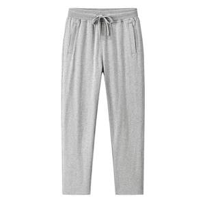 Grey sports pants, men's summer thin casual pants, loose straight leg pants, versatile knitted pure cotton running pants