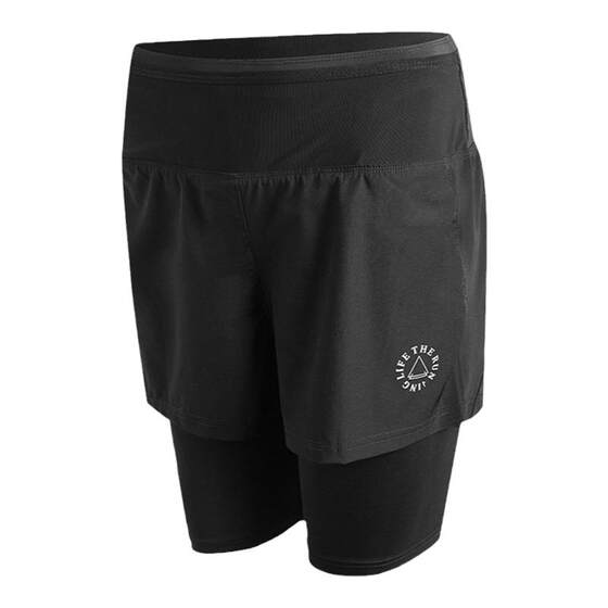 Five pocket sports shorts female summer thin anti -light elasticity five -pointer lining fake two pieces of fast -drying walking fitness pants