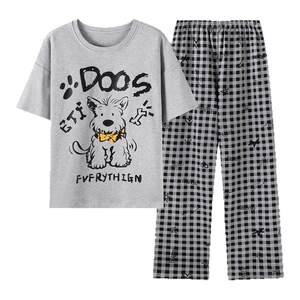 
Pajamas for women summer pure cotton with breast pads short-sleeved trousers 2026 new summer cute ladies suit home clothes