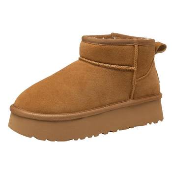 [Leather Snow Boots] Senma women's shoes keep warm cotton shoes
