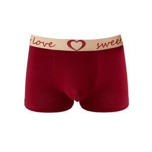 
Boys' premium red pure cotton crotch breathable antibacterial boxer briefs for men's birth year men's comfortable cotton crotch boxer briefs