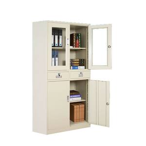 
Glass door bookcase file cabinet iron cabinet information cabinet file cabinet financial voucher cabinet with lockable drawer office cabinet