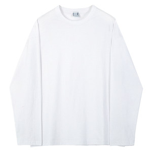 nick tian casual, simple wind round neck white long -sleeved T -shirt men's autumn and winter basic model stacking puts on the pull -out