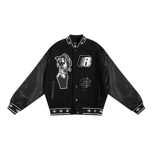 
FDR Official Store Gothic Patchwork Portrait Leather Baseball Jacket Women's 25th Autumn Couple Loose Jacket Men
