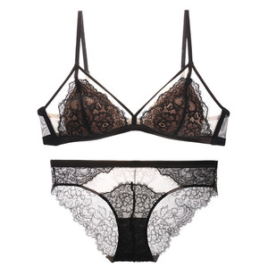 Tiweisu French thin lace triangle cup red underwear women's small breasts gathered together to get married year of zodiac bra set
