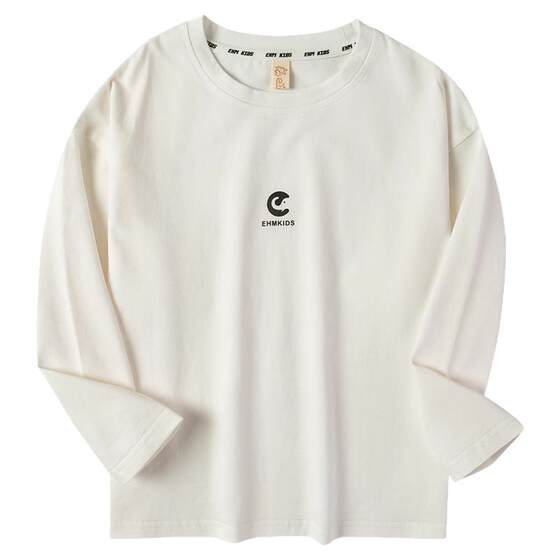 
Little Elephant Ham children's clothing boys' long-sleeved T-shirt pure cotton children's white bottoming shirt with 2026 spring new trend