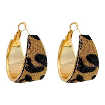 Ouyang Nana's same retro leopard print hoop earrings