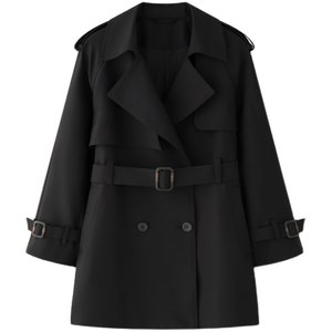 
TEASEL exquisite high-density anti-wrinkle slim mid-length double-breasted windshield lace-up windbreaker jacket