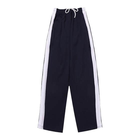 
School uniform pants with one bar summer straight navy blue sports pants for men and women high school junior high school students blue school pants
