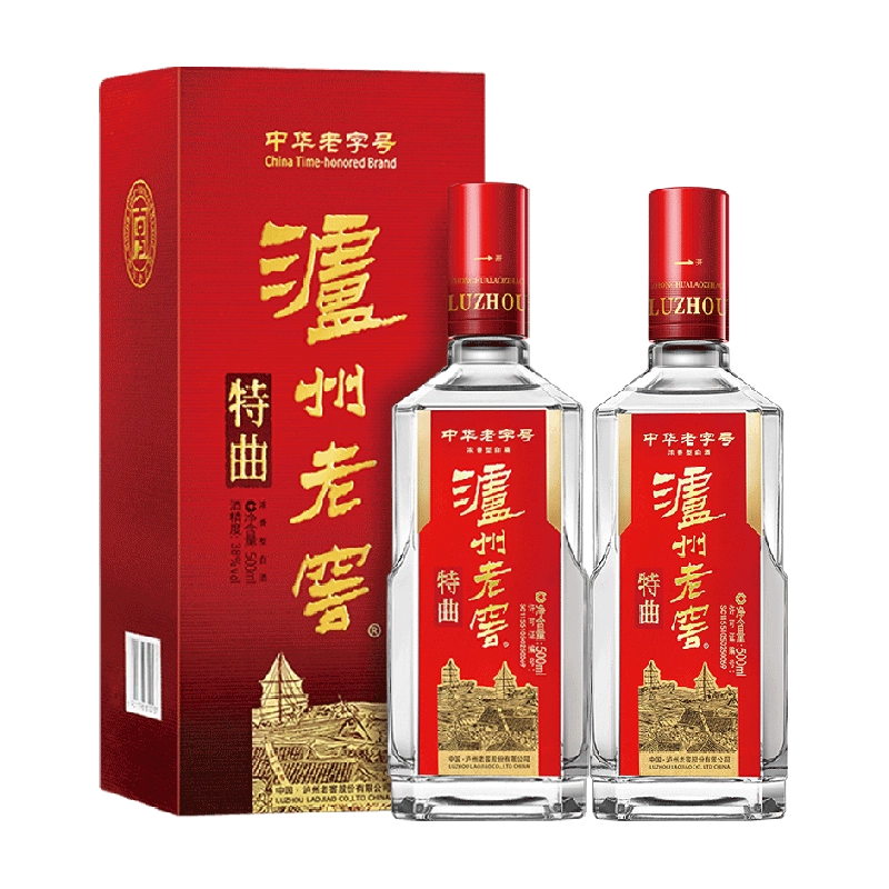 泸州老窖中华老字号特曲52度500ml*2瓶浓香型