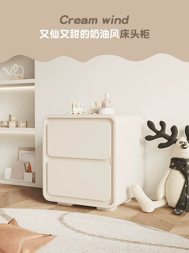 Сеть красная кремовая спальня белая прикроватная таблица INS Wind Small Sold Solid Solid Solid Lood Leatherity, современная легкая роскошная минималистская