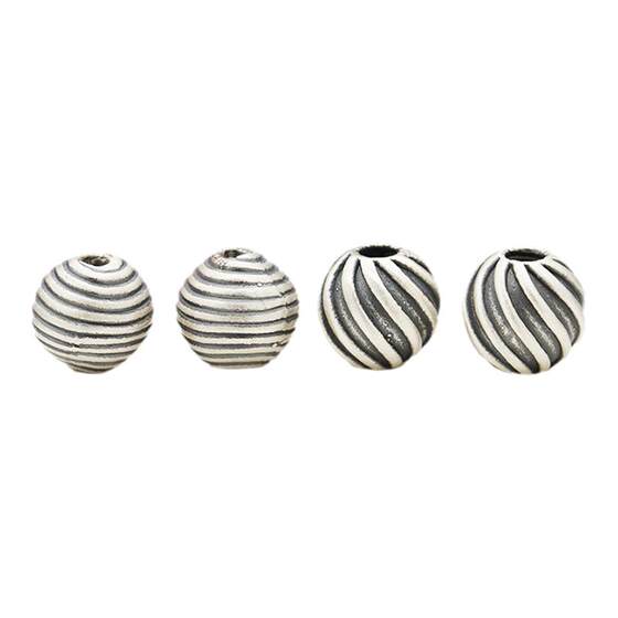 
Foot silver partition beads 3D hard silver made of old wave circle stripes spiral round beads S999 sterling silver jewelry DIY rope braiding accessories