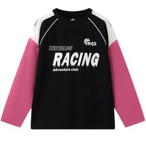 
MQD children's clothing boys' long-sleeved t-shirt children's bottoming shirt 2025 spring new contrast color trendy cool medium and large children's tops