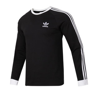 
Adidas clover long-sleeved T-shirt men's autumn new black sports top casual black pullover