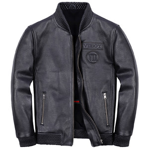 
2025 new genuine leather leather jacket for men versatile casual baseball jacket autumn and winter head layer cowhide cotton leather jacket