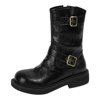 Women's British style belt buckle Martin boots for uncle Fangxiang