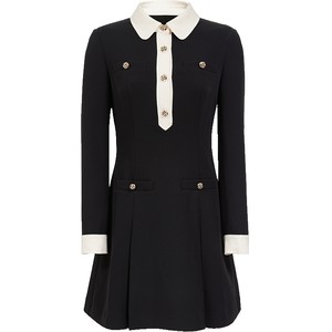 
Vero Moda Dress 2025 Autumn New Metal Button Decoration Contrast A-line Short Skirt Elegant and Exquisite