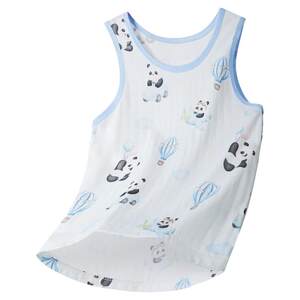 
Children's vest 2026 spring and summer new style boys' 100% cotton cartoon panda T-shirt baby sleeveless belly protection top