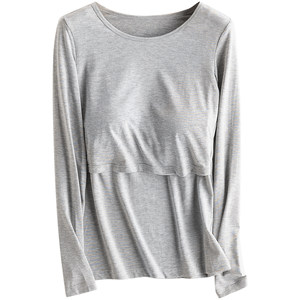 
Breastfeeding Autumn Clothes Tops Pregnant Women Modal Spring and Summer Thin Bottoming Maternity Autumn Clothes Autumn Pants Set Breastfeeding Belt Breast Pad