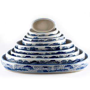 Water -absorbing stone bottom basin Basin special basin fake mountain bonsai narcissus waterfish polypelum landscape blue and white porcelain flower pot