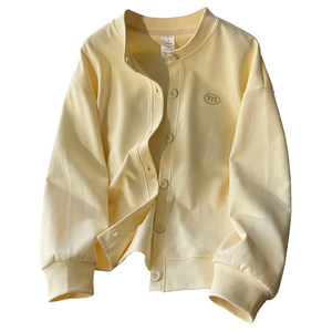 
Apricot thin cardigan sweater for women 2025 spring and autumn new loose autumn and winter plus velvet top casual sports jacket trendy