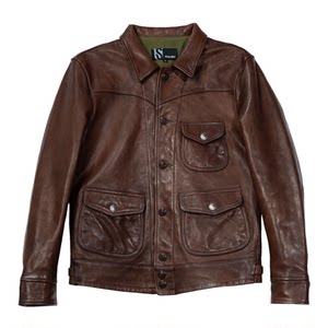
Uncle Te replica RRL three-pocket pocket sheepskin early spring genuine leather leather jacket retro lapel men's early spring jacket jacket