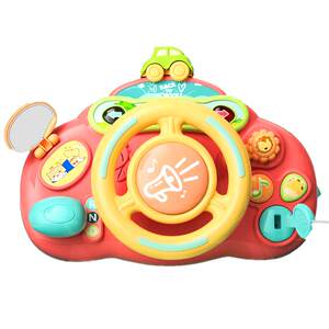 Children's steering wheel cartoon simulation co -pilot early -tech toy baby imitation car baby car cart