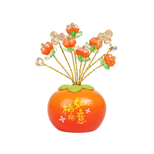 Persimmon Ruyi Car Decoration Creative Entry and Exit Safety Car Interior Decoration Mascot Car Center Console Money Bag Accessories