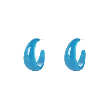 
Modern and beautiful eyes~Retro Hong Kong style blue C-shaped earrings